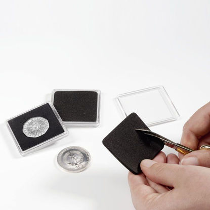 Picture of Leuchtturm Square coin capsules QUADRUM with plain inserts to create your own personal inlay