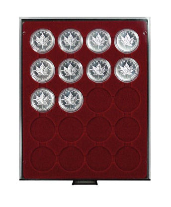 Picture of Lindner Coin box with 20 round compartments for single coins in coin capsules with 46 mm external diameter