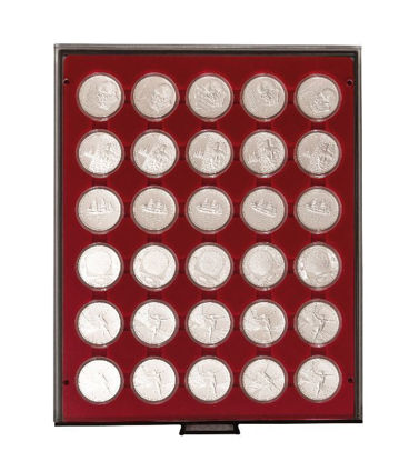 Picture of Lindner Coin box with 30 round compartments for single coins in coin capsules with 39 mm external diameter