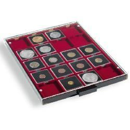 Bild von Leuchtturm Münzbox mit 20 quadratischen vertiefungen für münzen/münzkapseln mit 48 x 48 mm