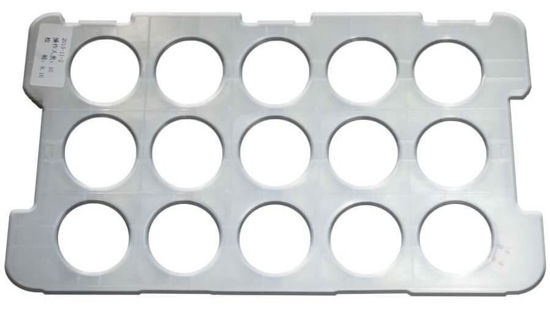 Bild von China Panda Silbermünze Original Plastik Sheet mit 15 runden Vertiefungen für Münzkapseln mit 48 mm Außendurchmesser