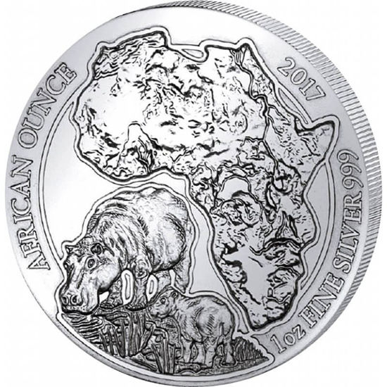 Bild von Ruanda 2017 “Flusspferd”, 1 oz Silber