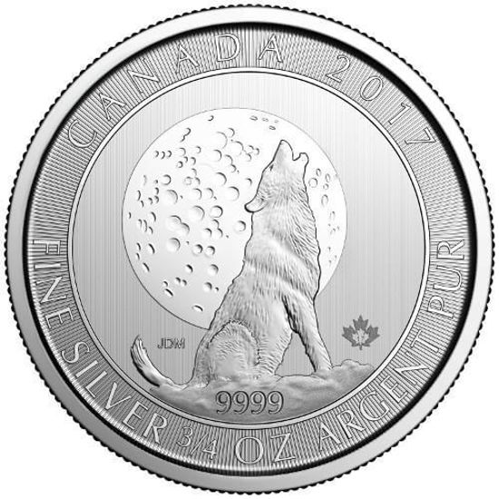 Imagen de Canada Grey Wolf 2017 “Wolf Moon”, 3/4 oz Plata