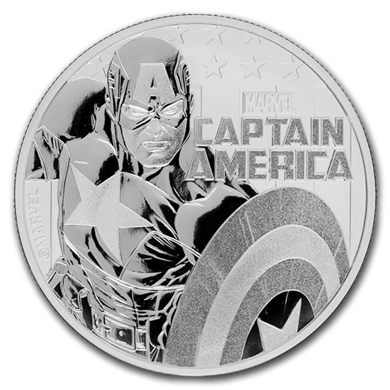 Bild von Tuvalu 2019 Marvel - Captain America, 1 oz Silber