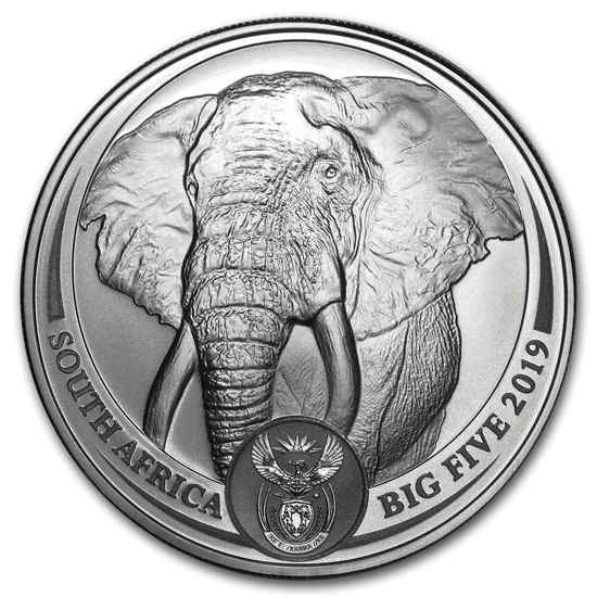 Imagen de South Africa "The Big Five" 2019 - African Elephant, 1 oz Plata