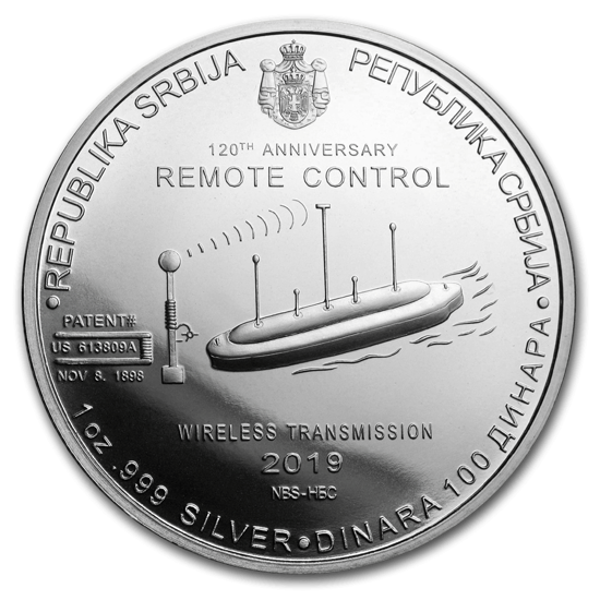 Picture of Republic of Serbia 2019 Nikola Tesla - Remote Control, 1 oz Silver