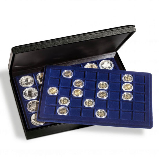 Picture of Leuchtturm PRESIDIO TRIO Case with 20 square compartments for single coins in coin capsules with 48 x 48 mm external diameter