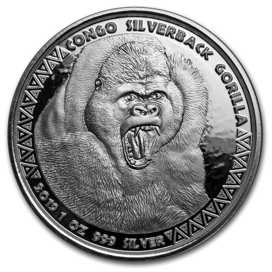 Picture of Congo 2019 Silverback Gorilla, 1 oz Silver