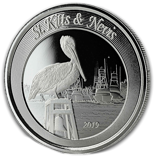 Picture of Saint Kitts and Nevis 2019 EC8 - Brown Pelican, 1 oz Silver