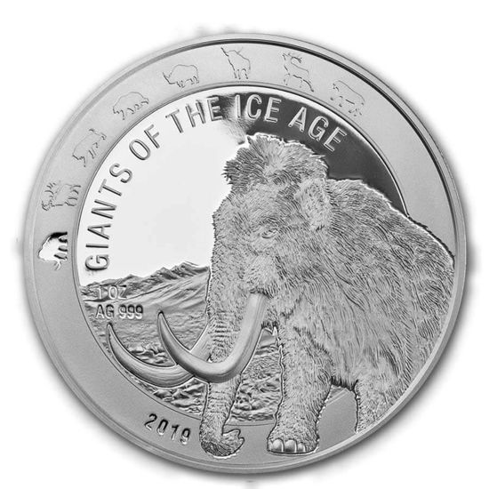 Picture of Ghana 2019 Giants of the Ice Age - Woolly Mammoth, 1 oz Silver
