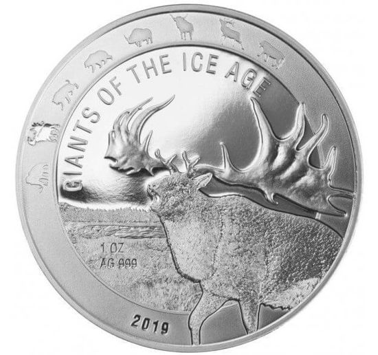 Bild von Ghana 2019 Giants of the Ice Age - Irish Elk, 1 oz Silber