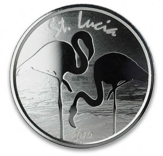 Picture of St. Lucia 2019 EC8 - Pink Flamingo, 1 oz Silver