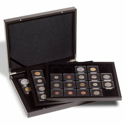 Image de Leuchtturm Deluxe COFFRET monnaies à 60 alvéoles carrées pour capsules de 50 x 50 mm diamètre extérieur