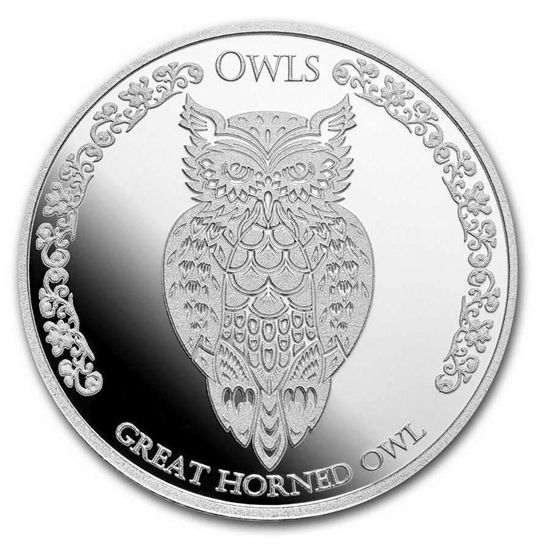 Bild von Tokelau 2021 Owls: Great Horned Owl, 1 oz Silber