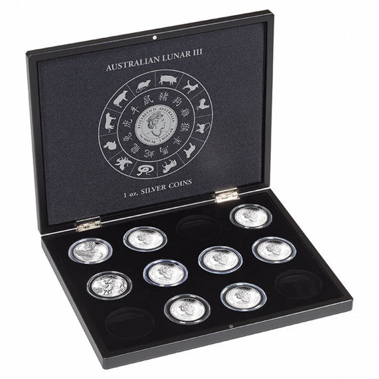 Image de Leuchtturm Coffret pour 12x monnaies 1 oz Lunar III argent en capsules
