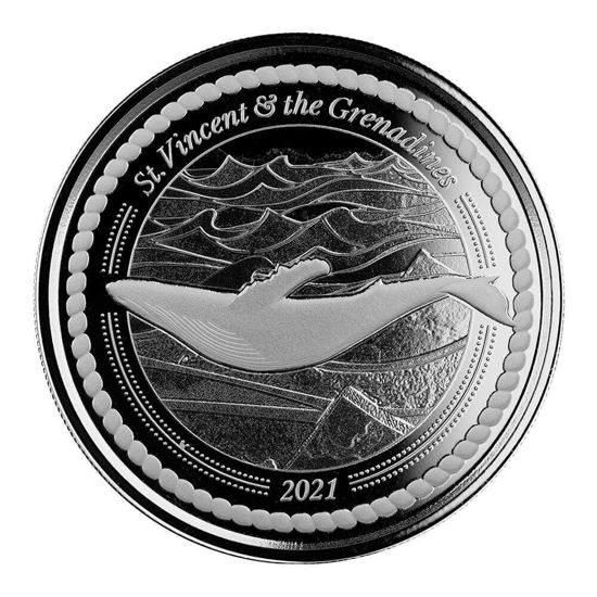 Imagen de St. Vincent & The Grenadines 2021 EC8 - Humpback Whale, 1 oz Plata