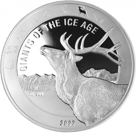 Picture of Ghana 2022 Giants of the Ice Age - Reindeer, 1 oz Silver