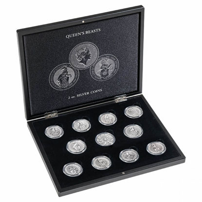 Imagen de Leuchtturm Estuche para 11x monedas de 2 oz de plata Queen's Beasts en cápsulas